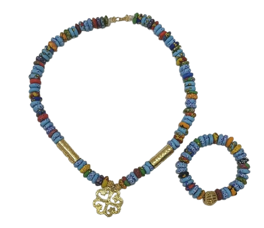 Handmade Royal Beaded Necklace & Bracelet Set