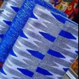 Ashanti Kente Cloth for Women – Silver & Royal Blue Radiance